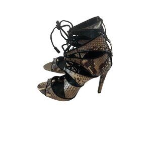 Zara Basic Women's Snake Print Lace Up Stilleto Heels - 38 (7.5)